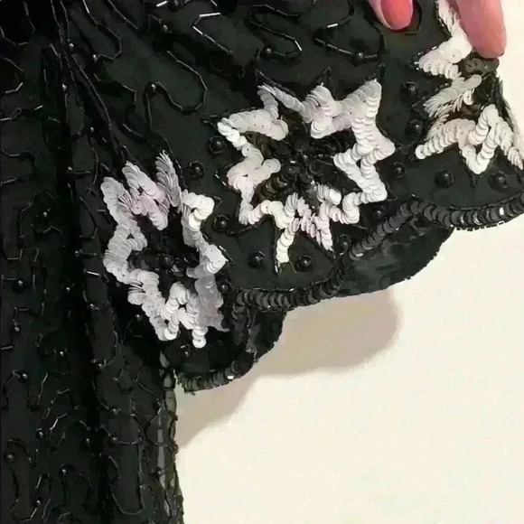 Vintage Jean for Joseph Le Bon silk beaded top, Lg - Picture 2 of 10